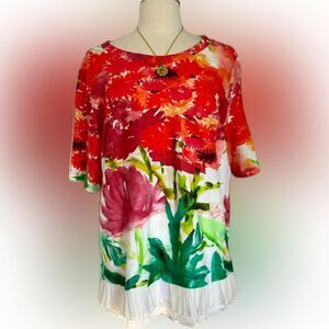 Beautiful! Sharon Young multicolored layered floral top!